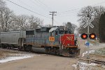 The ex-SSW 9644 follows the train across Colley Road